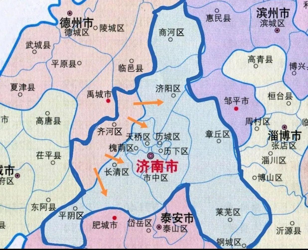 山东省会大济南该怎样扩张？
如果我们把齐河划入济南，或许也可以再增加泰安市区，助