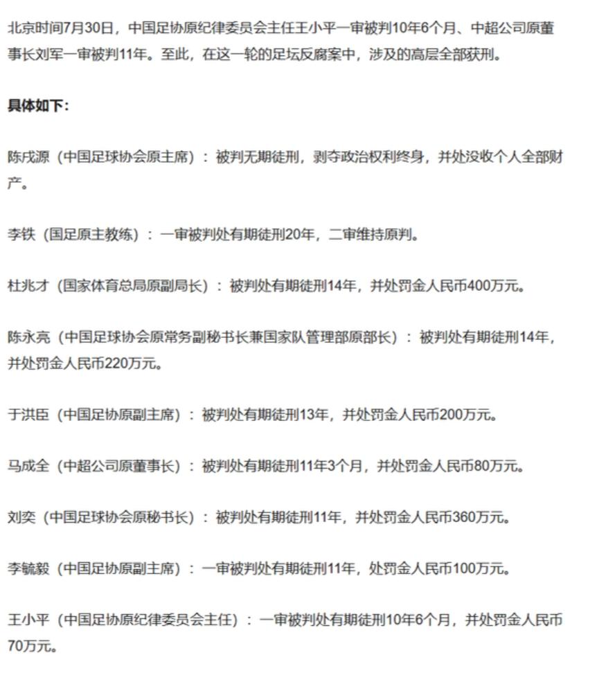 说泰山队假球队，各种嘲笑，侮辱。结果，足协领导判刑的判刑，无期的无期。
而那几个
