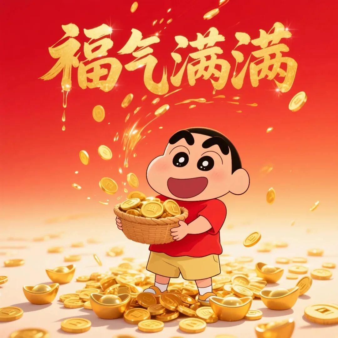敲可耐小新头像｜岁岁无忧，年年有余，福气满满