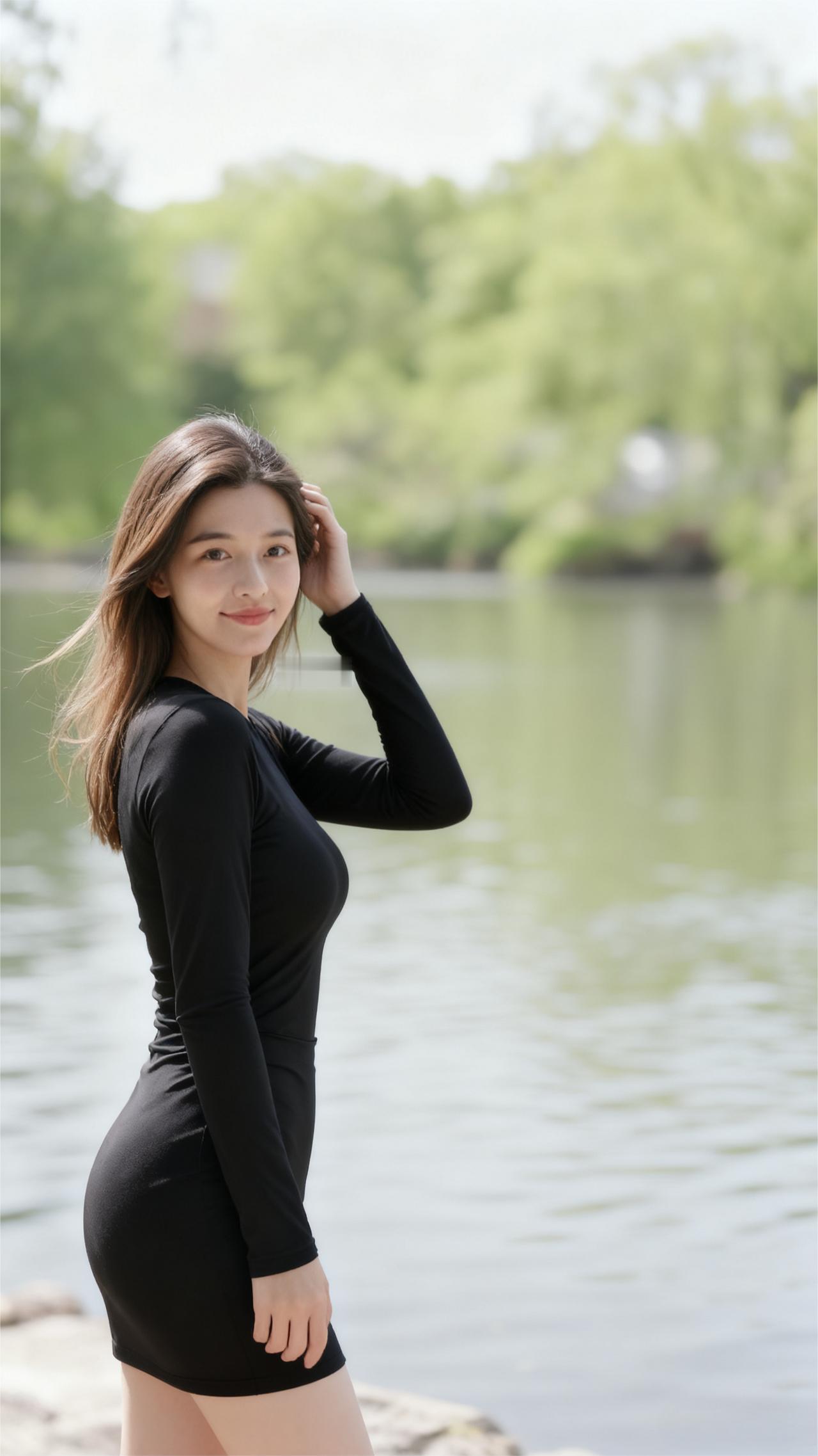 上联：水边倩影衣凝墨色蕴柔情。
求下联！