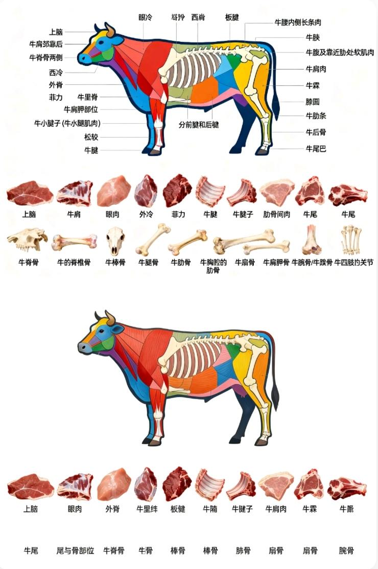 【一张图教你买牛肉好吃又省钱！】
1. 买“软肉”一定要买这些
————————