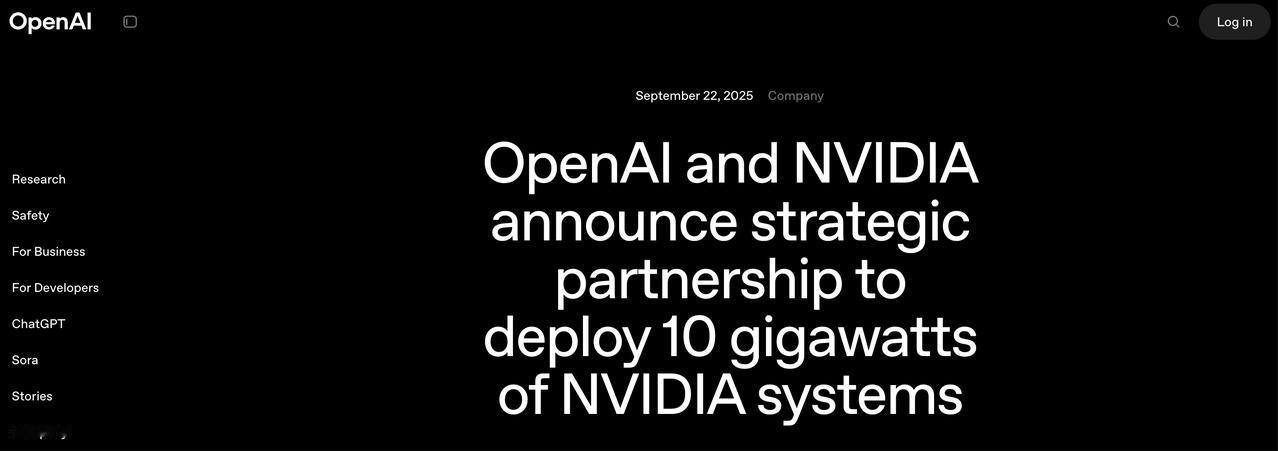 OpenAI × NVIDIA：10 吉瓦算力＋1000 亿投入，AI 基建新纪