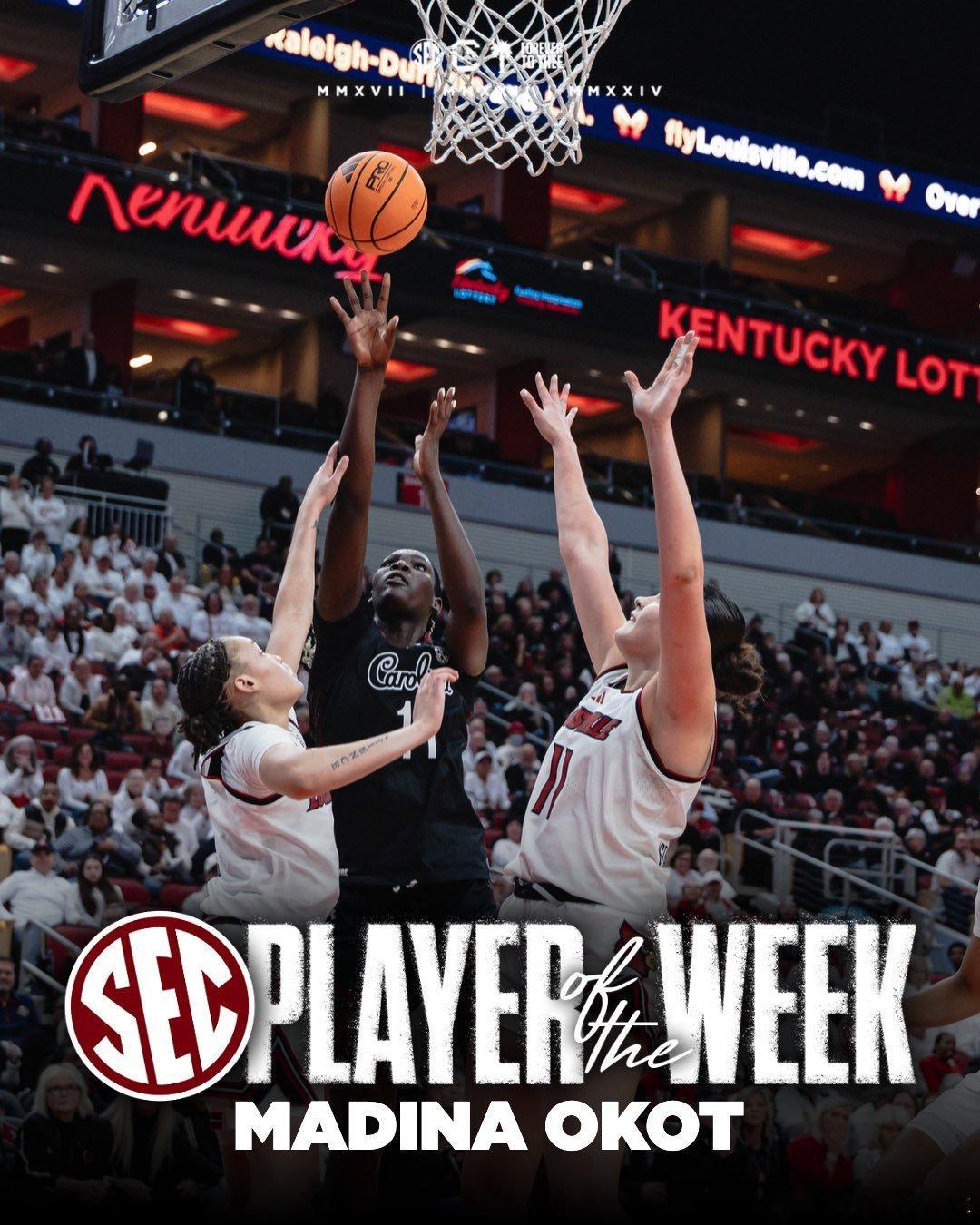 SEC联盟第5周表现奖（2025-2026赛季）。 最佳球员：Madina Ok