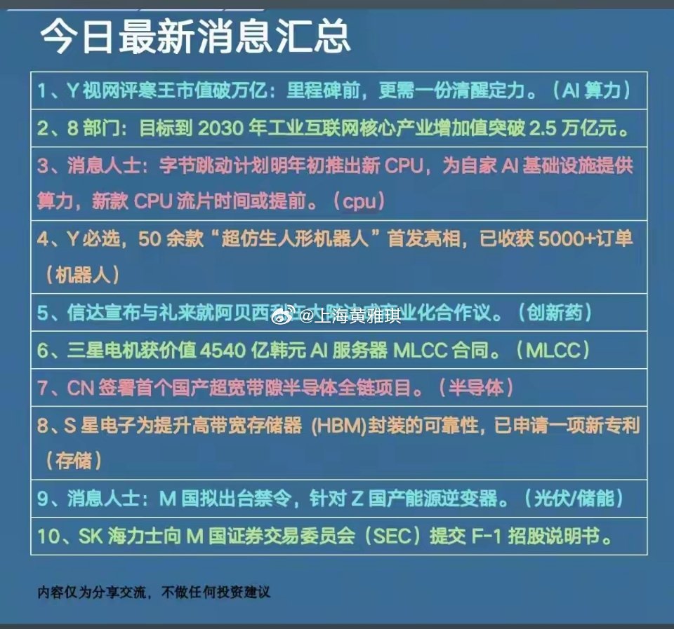 7.01周三  盘前：财经热点信息参考！1.算力AI2.国产CPU3.机器人4.