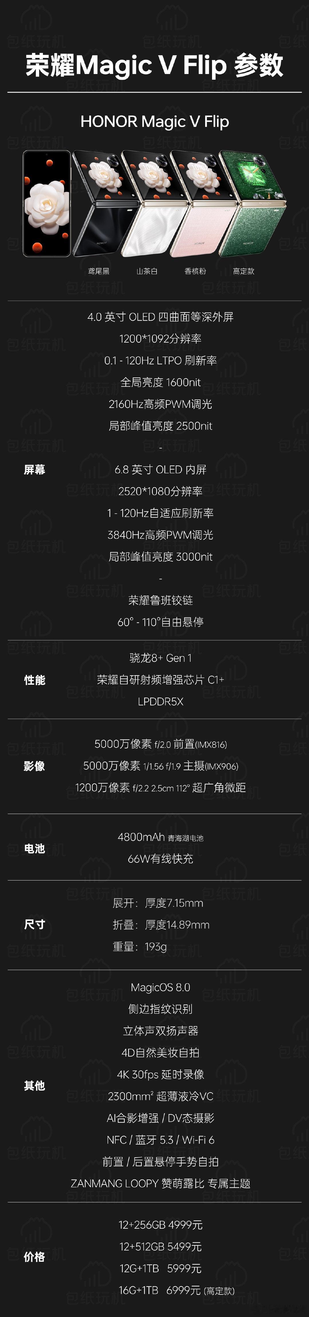 荣耀Magic V Flip发布，4英寸大外屏，价格4999起，这个价格不贵吧？
