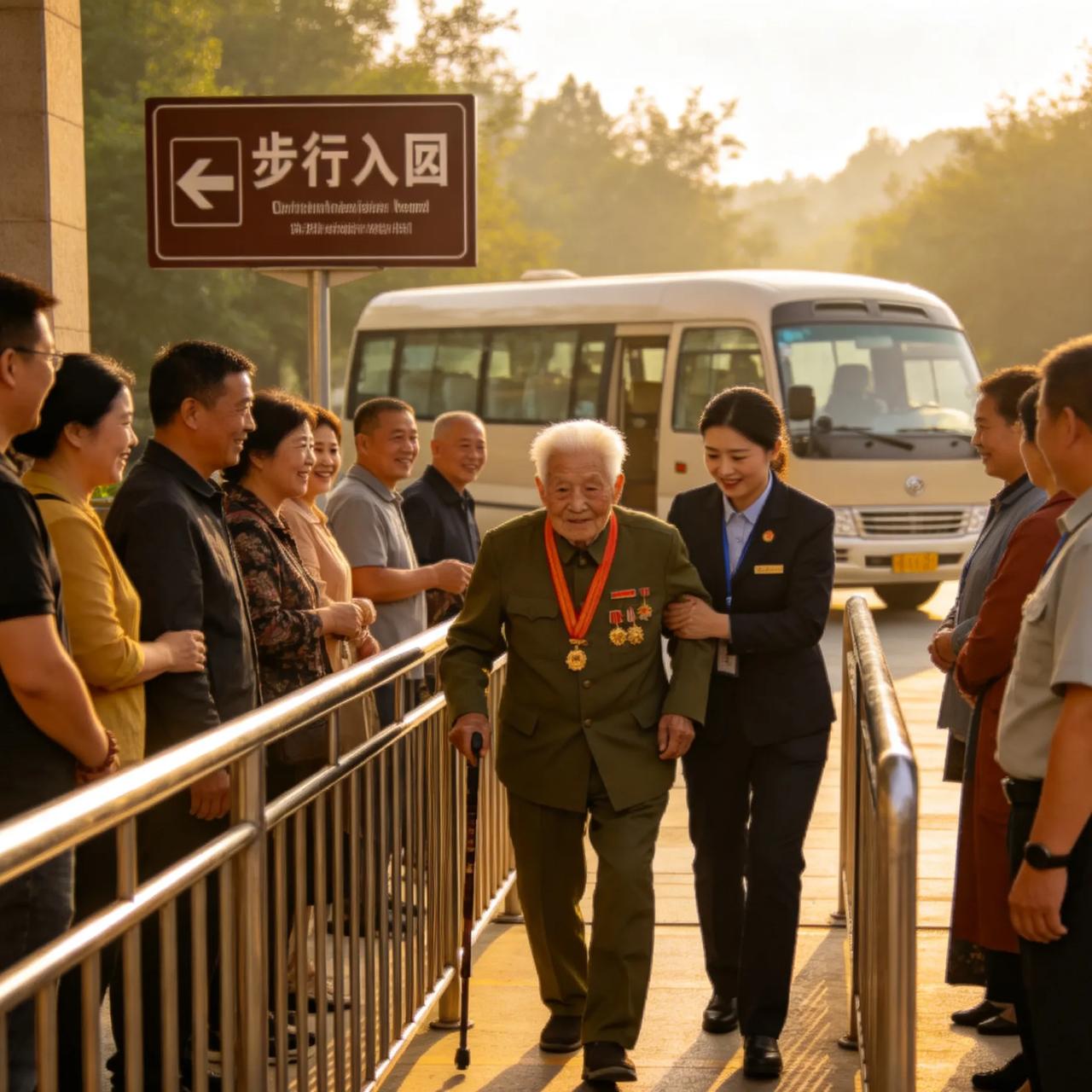 景区破例让志愿军老兵乘车，全网泪目：这才是刻在骨子里的尊重！
 
现场一幕真的看