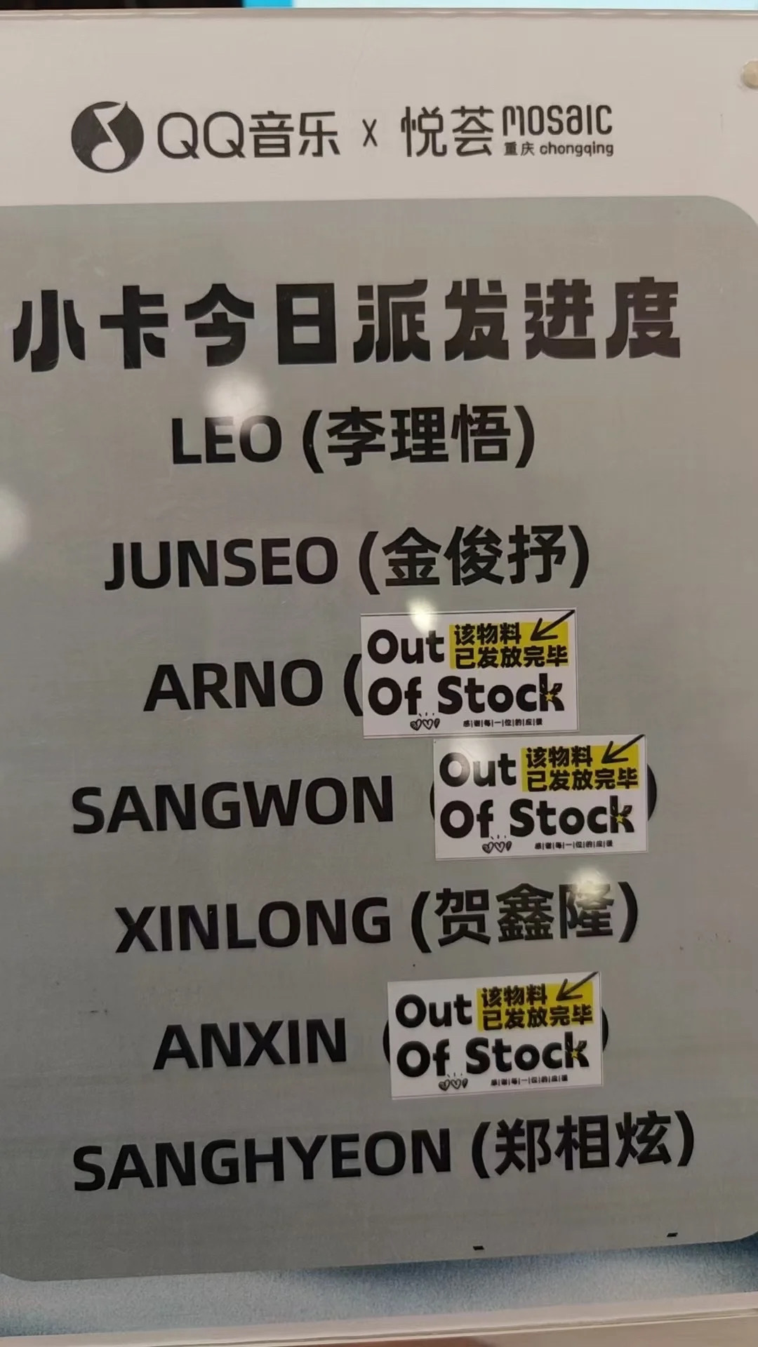ALD1重庆痛楼小卡派发目前进度 6/7全切 前3切分别是李相沅、周安信、张家豪