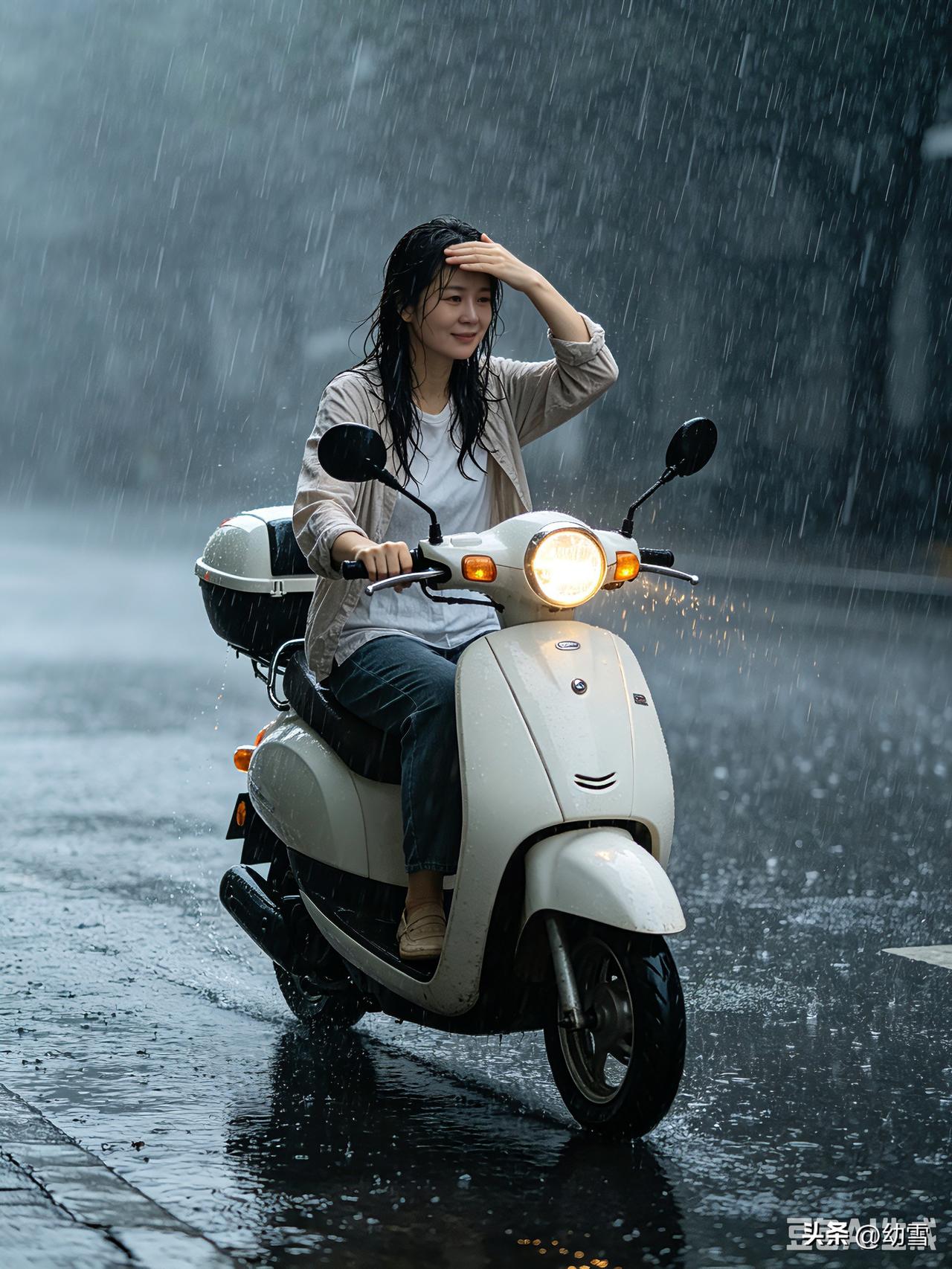 送完孩子那一刻，

大雨突然泼下来，

我却笑了

早上送孩子上学，出门时毛毛雨