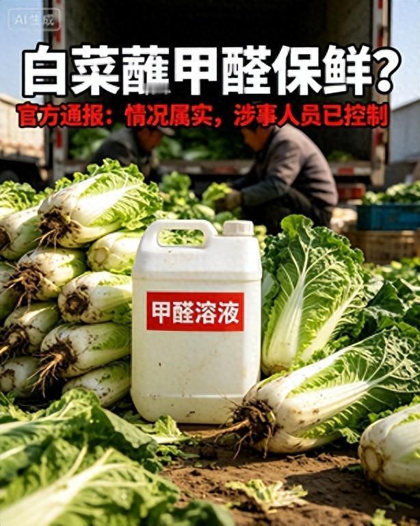 自媒体暗访曝光张家口部分外运白菜被蘸取甲醛溶液用于长途保鲜，当地官方通报该违法行
