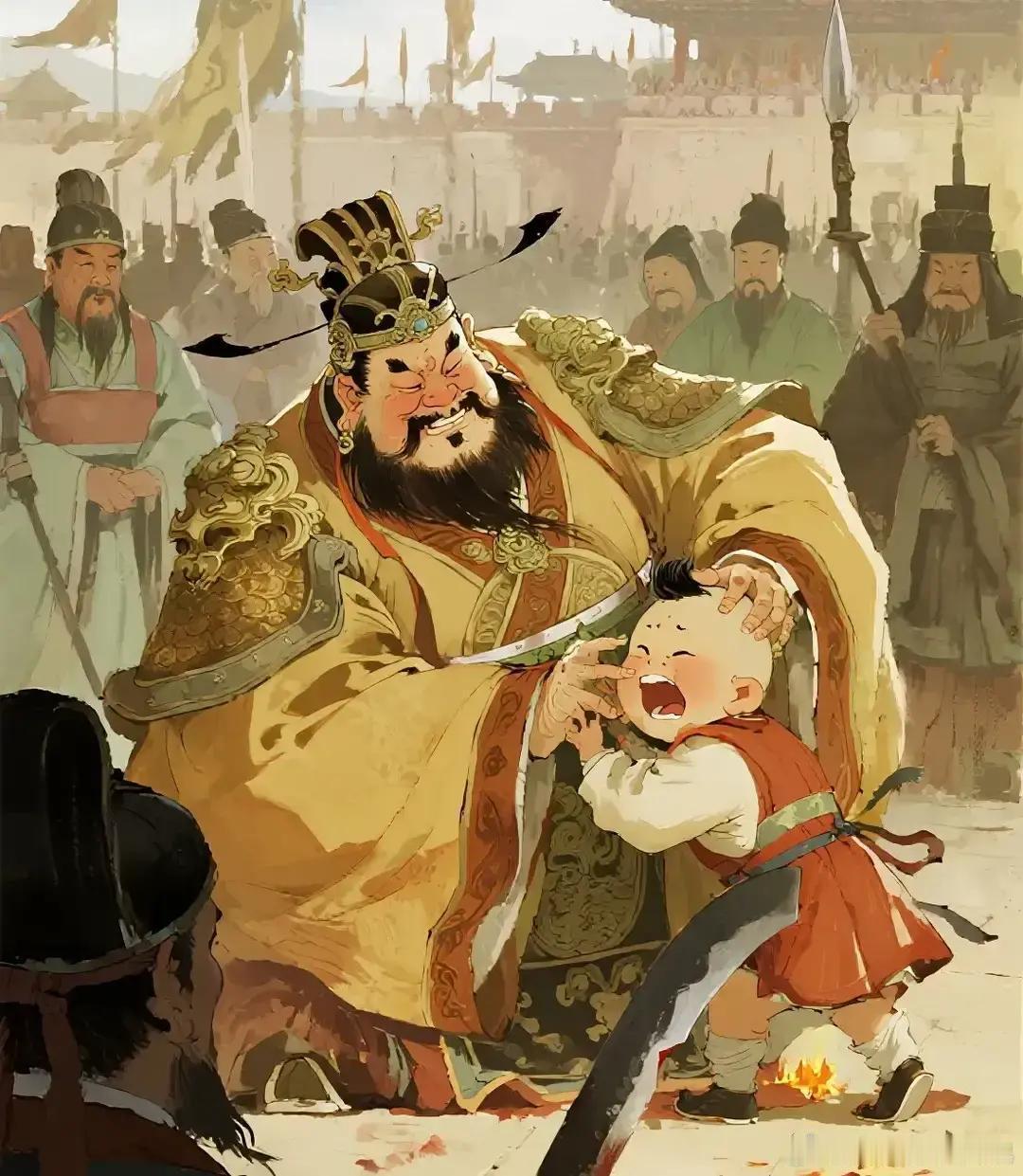 历史 348 年，石虎将亲生儿子石宣当众活剐，仍不解气，又挖其眼、断其四肢，最后