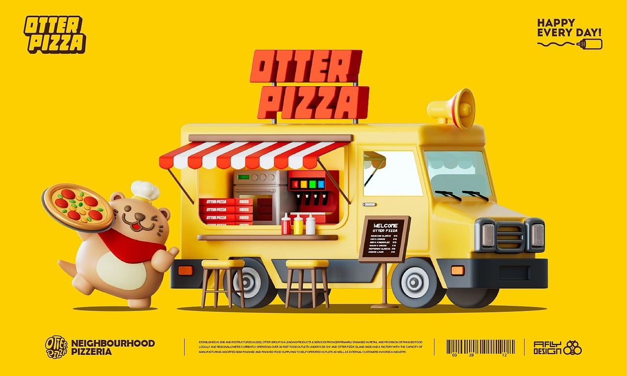 设计美学 新加坡Otter Pizza品牌IP全案设计by Afly_ 