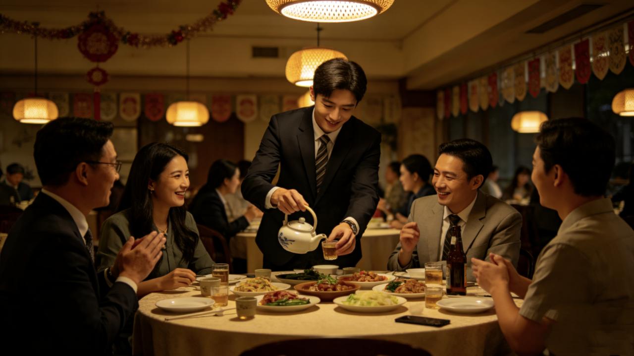 部门聚餐，新人小刘抢着给大家倒茶。
轮到处长时，壶里水不太够了。小刘晃了晃壶，面