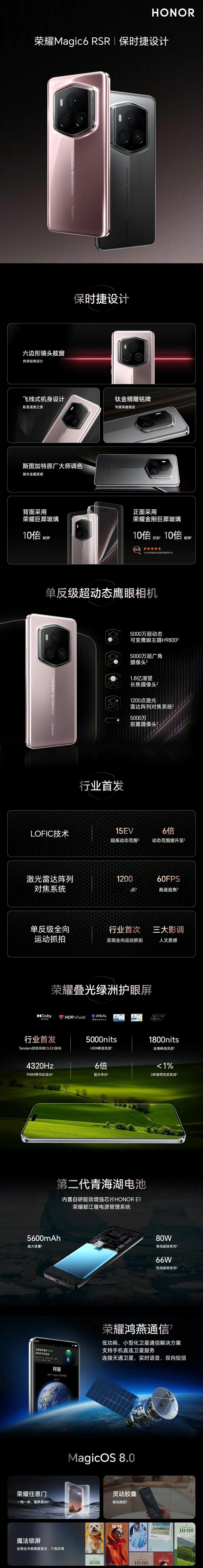 荣耀Magic6至臻版和RSR保时捷设计，是荣耀magic系列最大胆的升级！屏幕