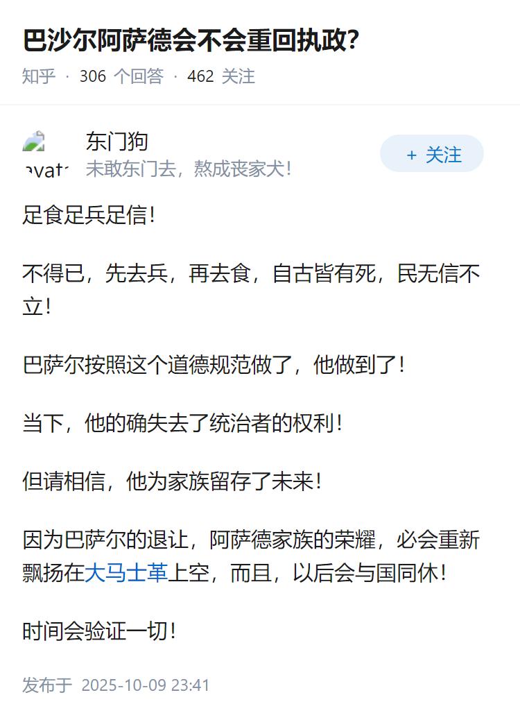 巴沙尔阿萨德会不会重回执政？