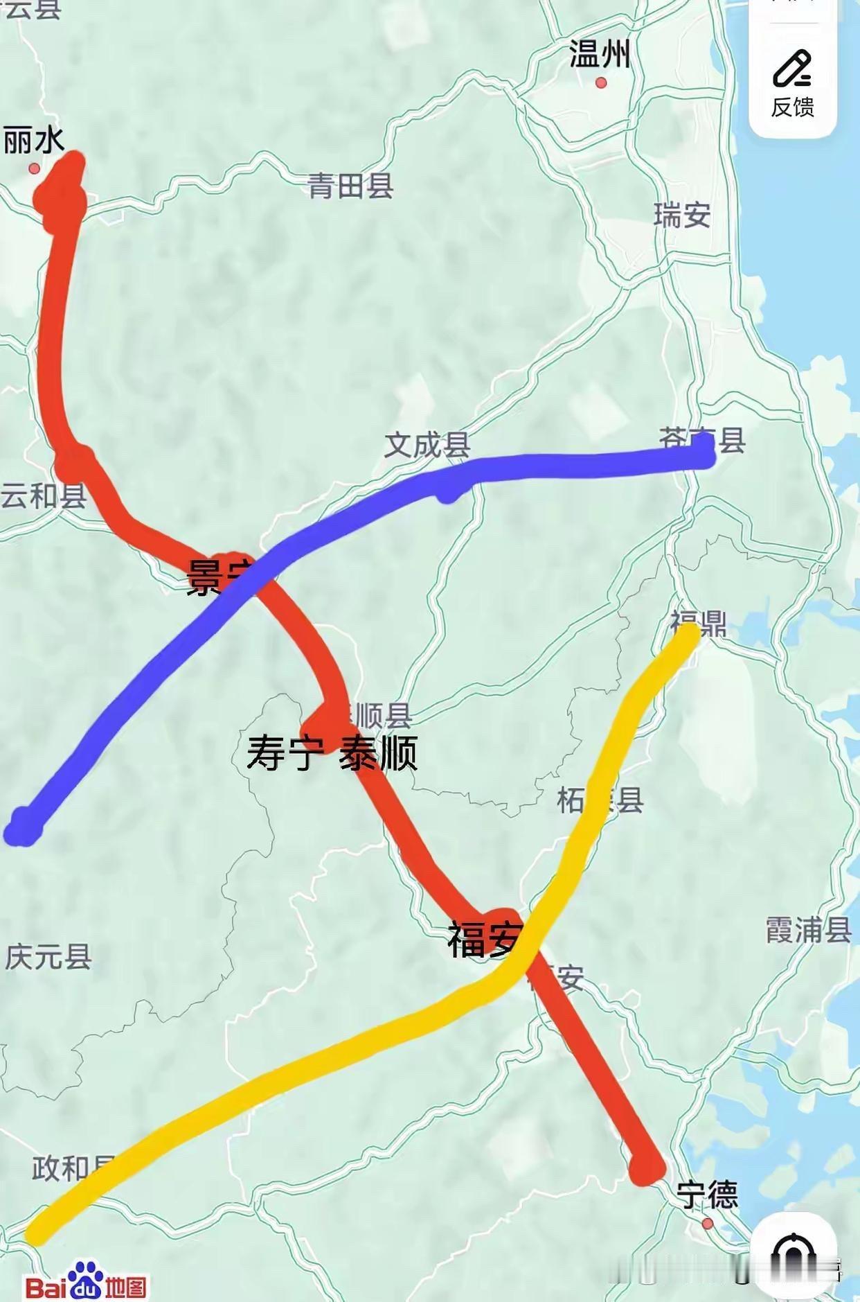 最合理的宁德—丽水高铁路线：丽水-云和-景宁，没有异议。。亮点在，寿宁北和泰顺西