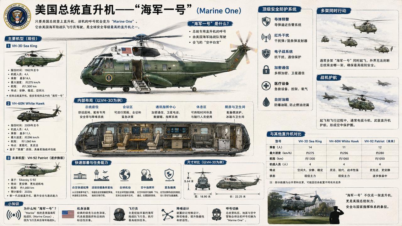 “海军一号”是美国总统搭乘的美国海军陆战队直升机的无线电呼号，由海军陆战队第一直