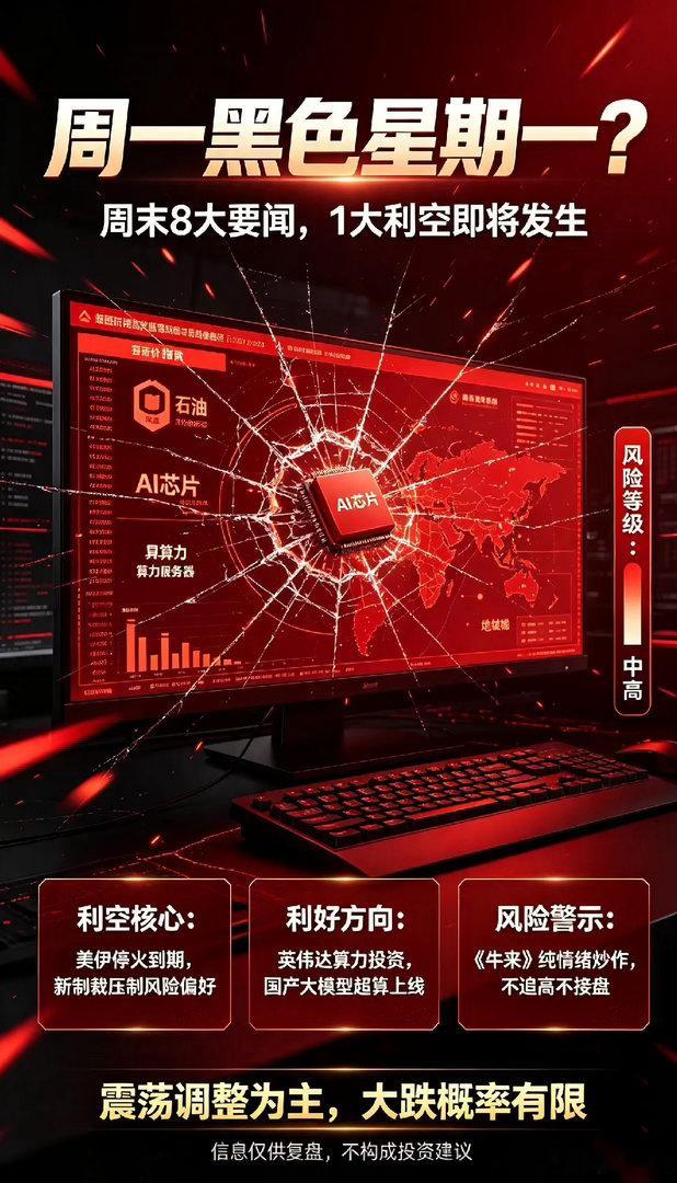 周末8大要闻,1大利空即将发生,周一A股会黑色星期一吗？一、周末重磅消息梳理1、