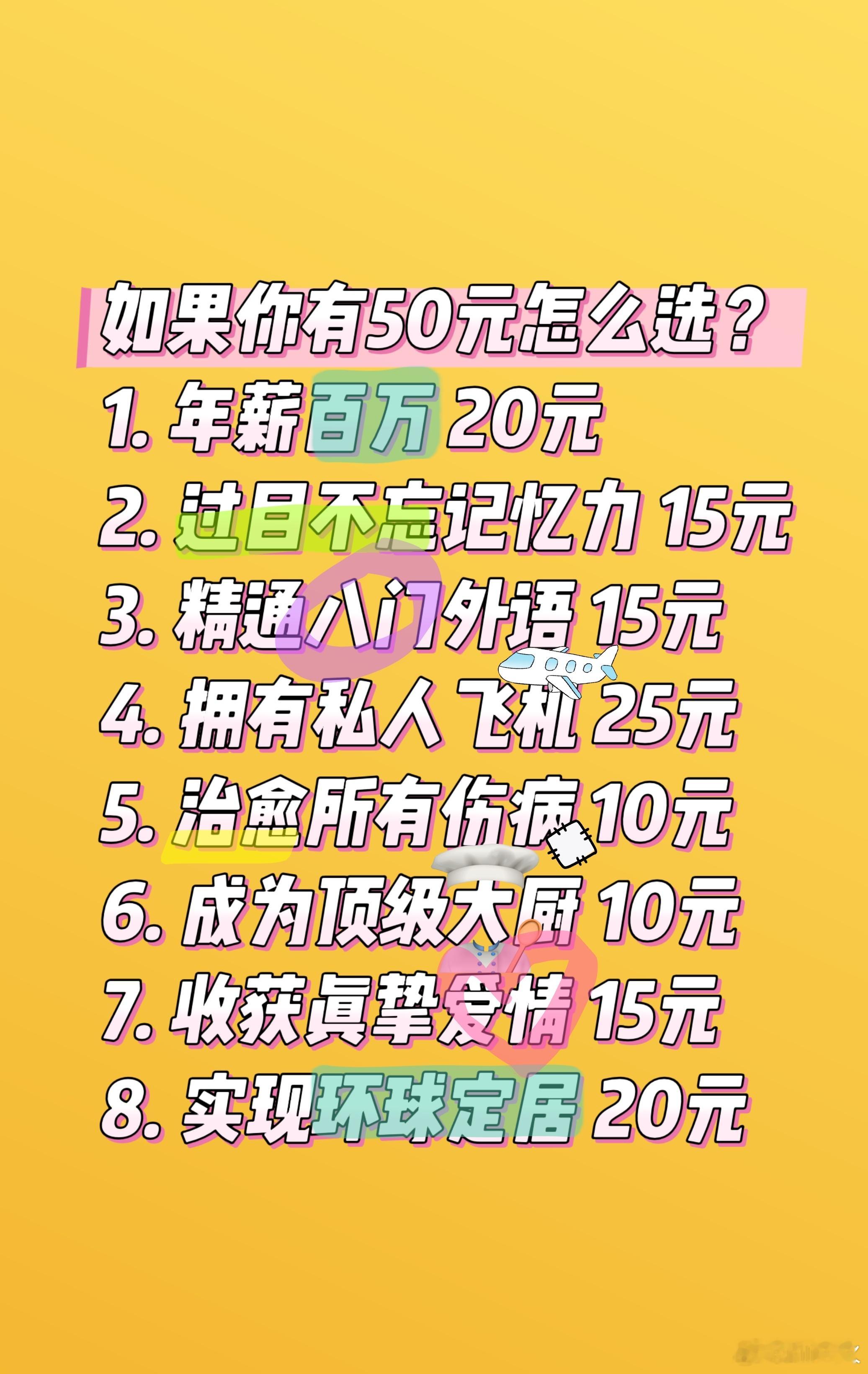 如果你有50元，怎么选？ ​​​