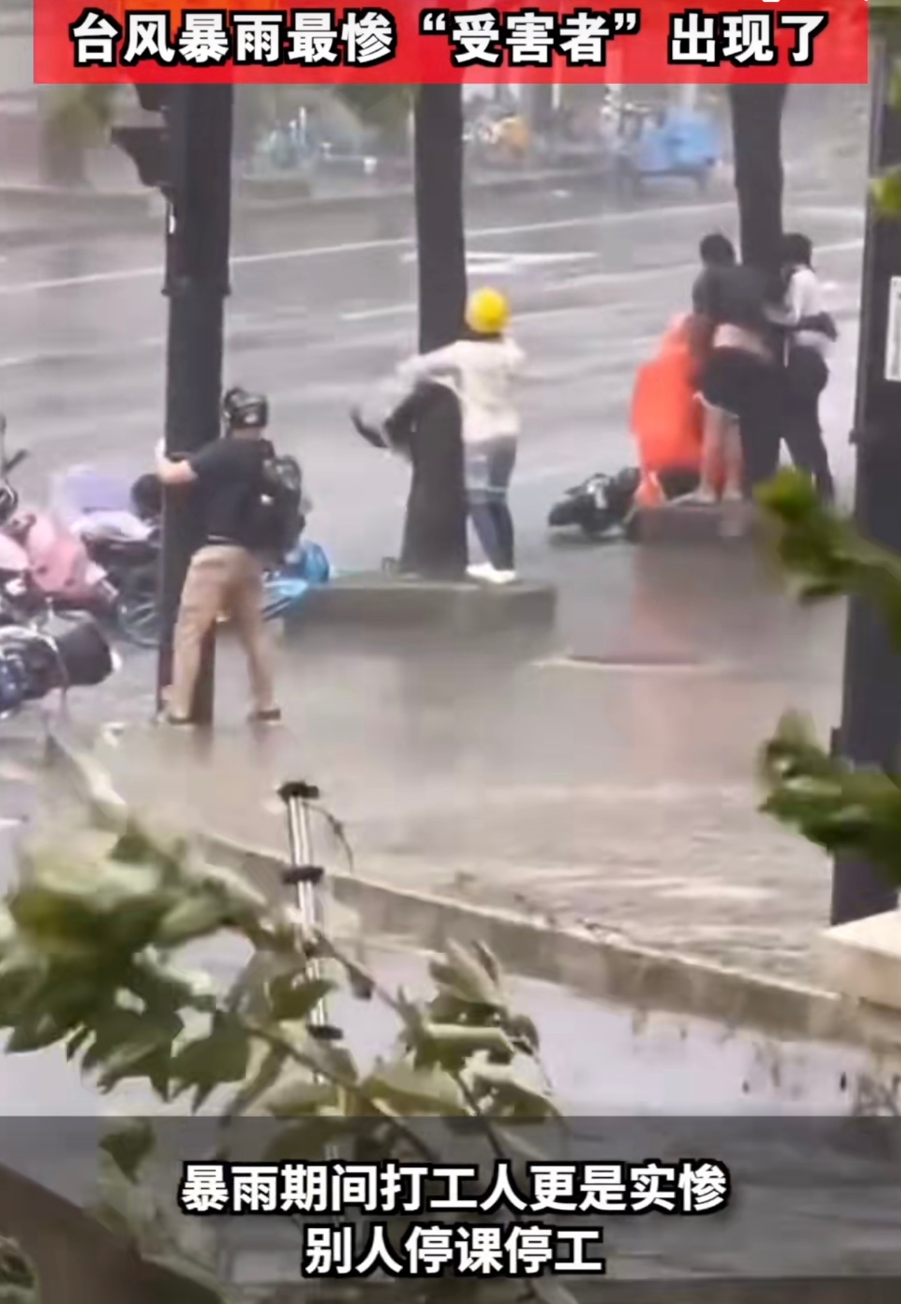 台风暴雨天气最大的受害者出现了台风天真是打工人的"渡劫日"啊！别人在家躺平，咱们