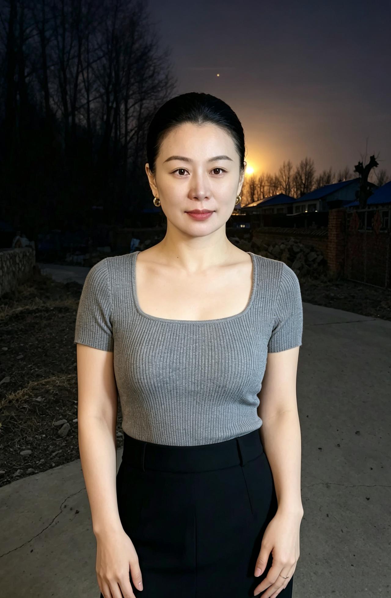 黄昏为你铺好温柔的底色
晚风轻拂乡野的静默
从容的眉眼，沉淀岁月的平和
简单的衣