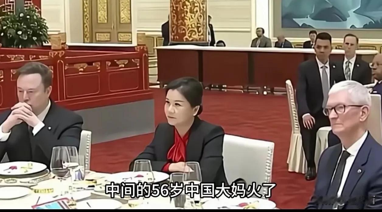 武林大会，当然是藏龙卧虎
看看国宴，中国大妈气定神闲
马斯克，库克坐左右
这气场