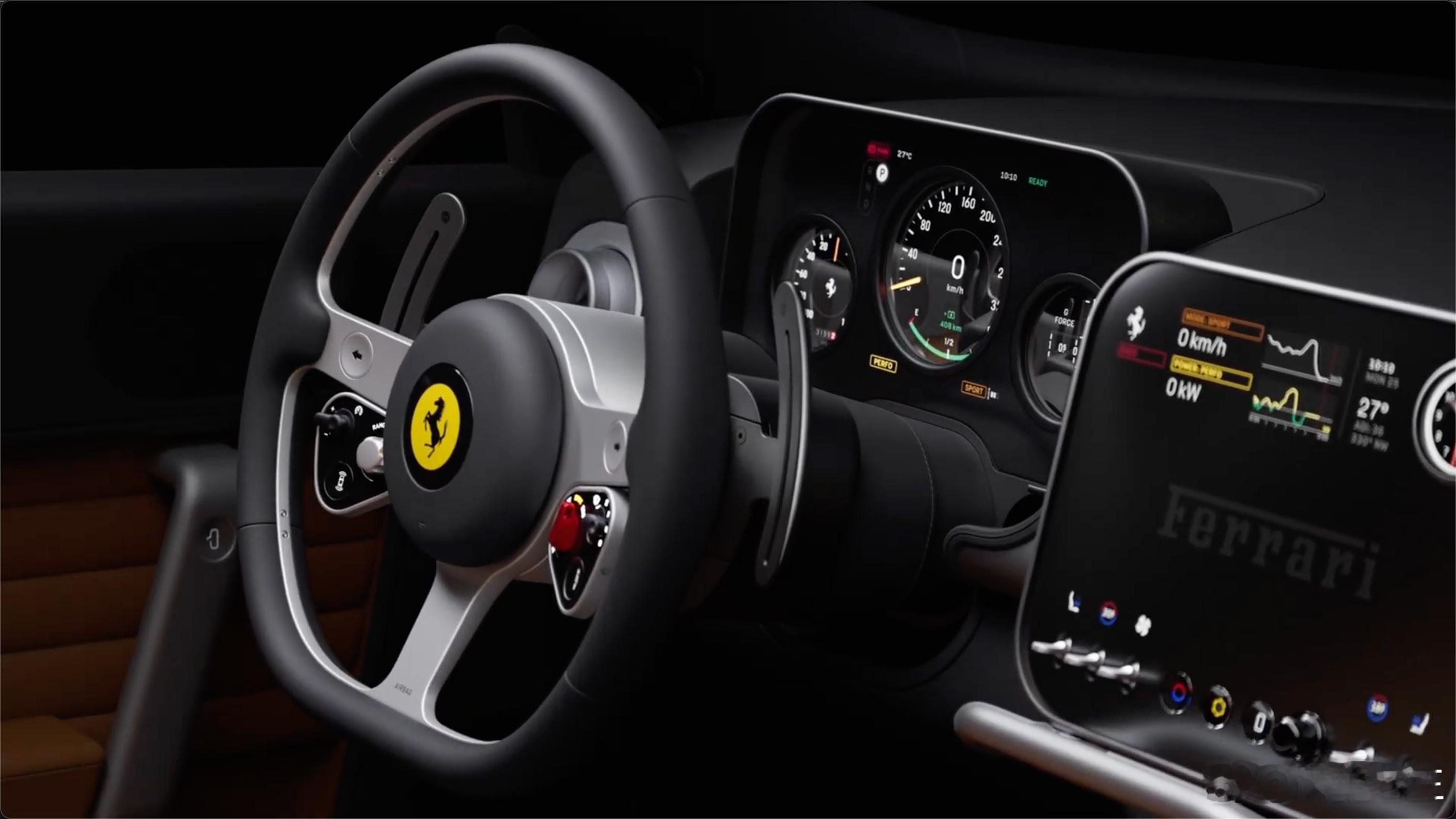 最近两辆车的内饰非常值得关注。 一辆是法拉利的LUCE纯电、据说目前只发布了内饰
