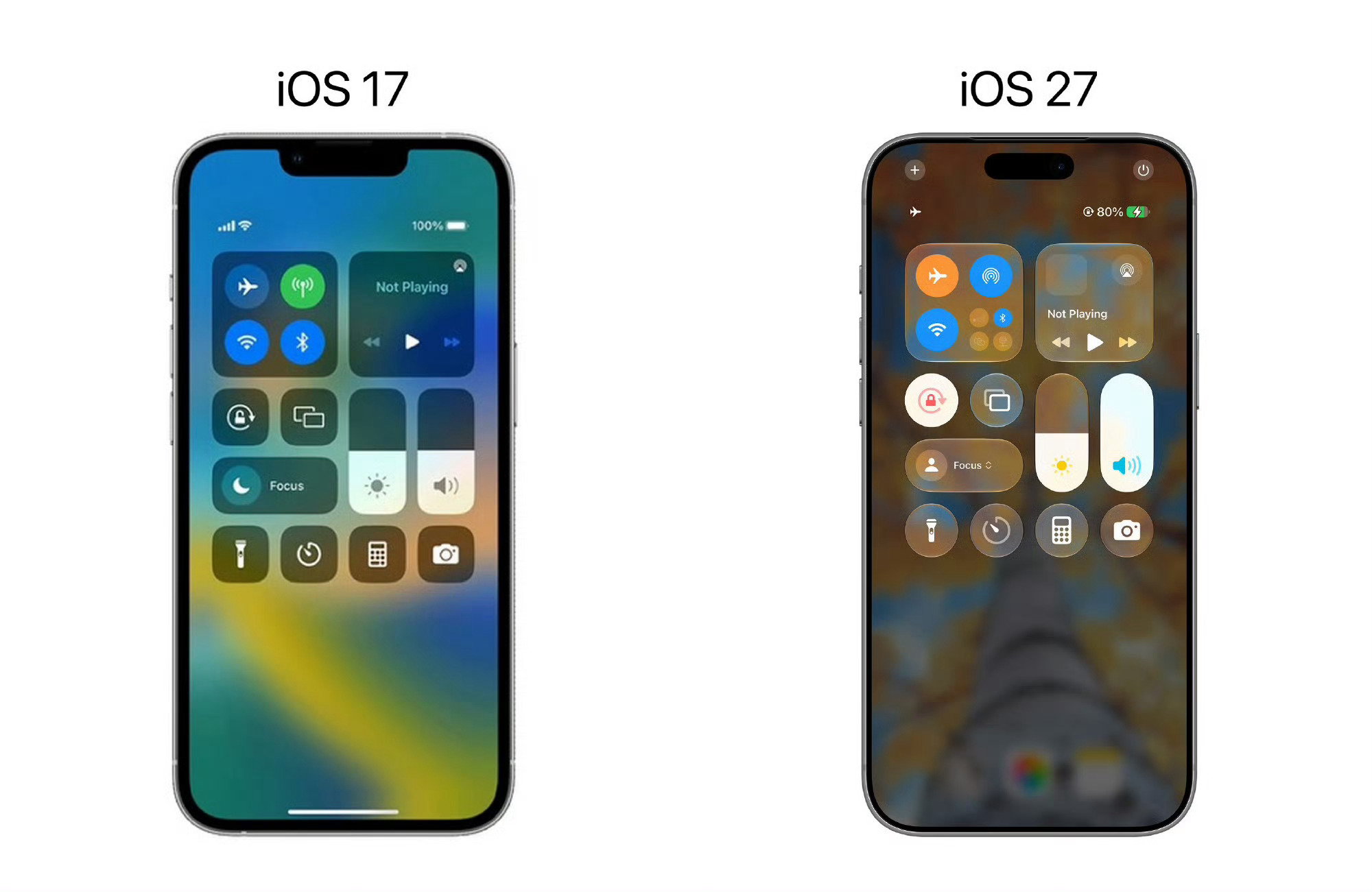 iOS 17和iOS 27显示界面对比，你更喜欢哪种UI设计？ 