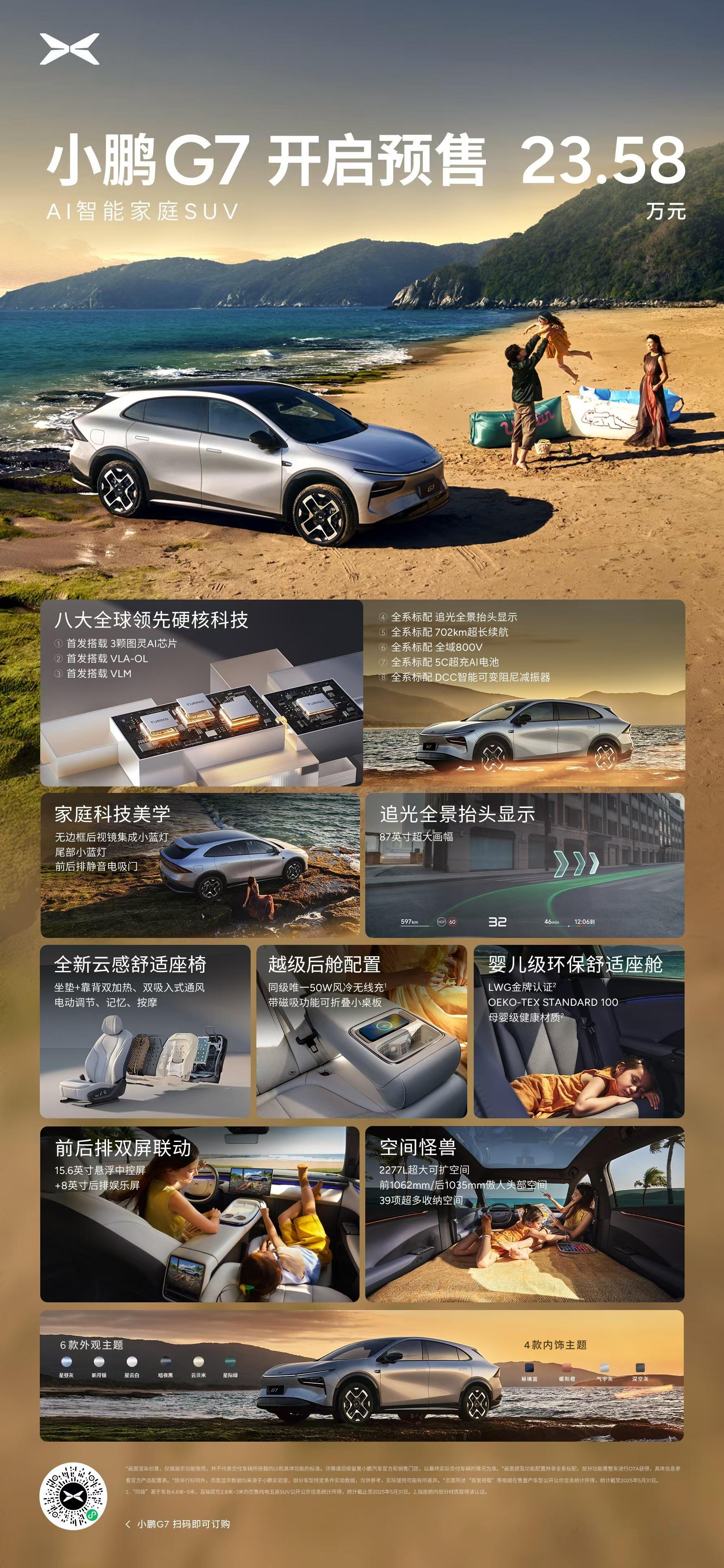 小鹏G7是全球首款L3级算力的AI汽车小鹏G7预售价23.58万，Ultra版本