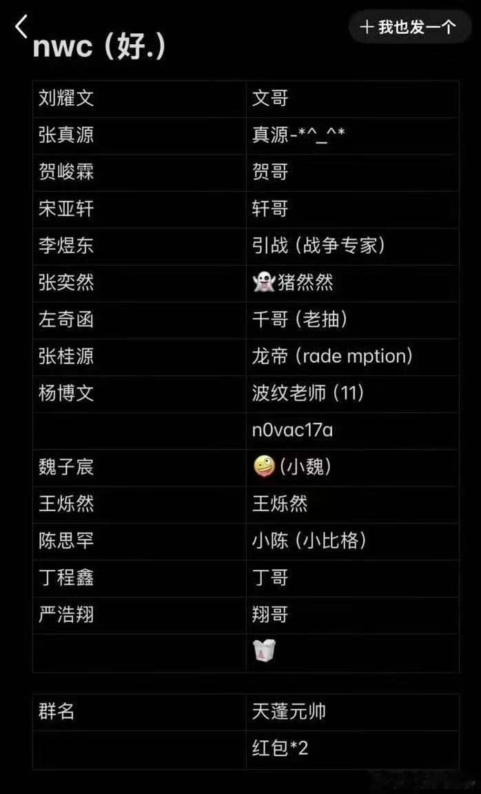 聂玮辰给二代四代的备注 聂玮辰备注一些萌萌的备注 