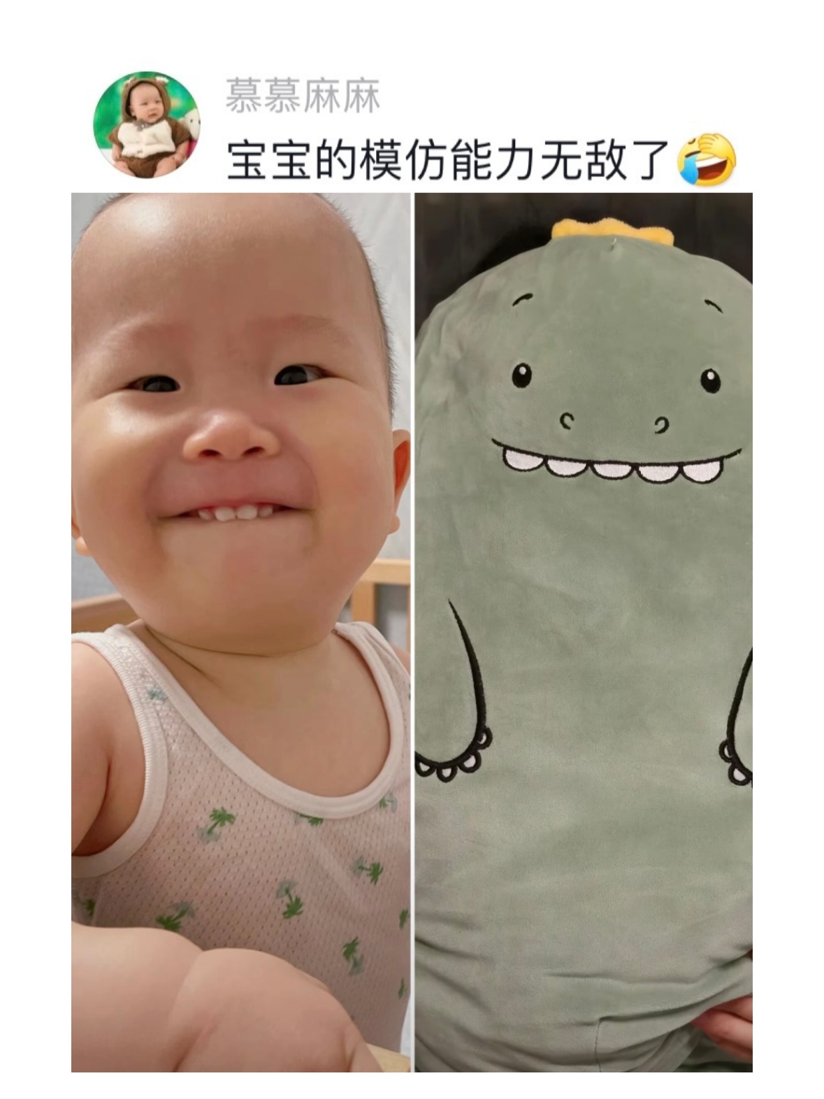 #人类幼崽的超绝模仿力# 论宝宝的模仿能力有多强，请看jpg！一个个崽崽团子都好