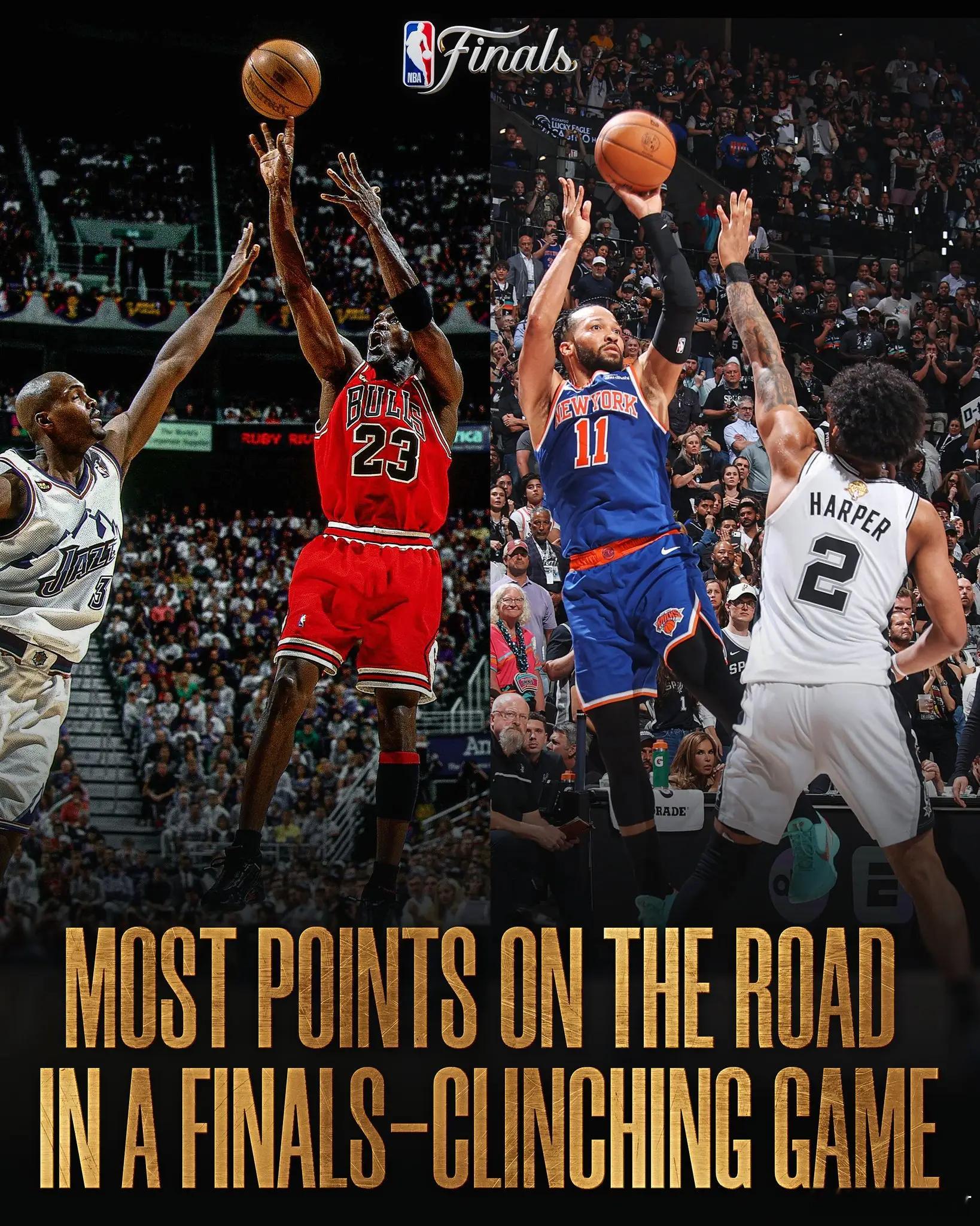 篮球  NBA晒海报：布伦森总决赛客场夺冠战砍45分，追平乔丹纪录06月14日讯