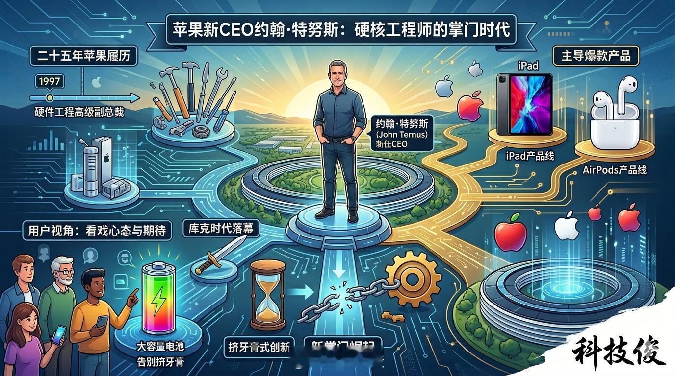 苹果新任CEO特努斯是谁属于刀法大师库克的时代要落幕了，新掌门特努斯这位老哥在苹