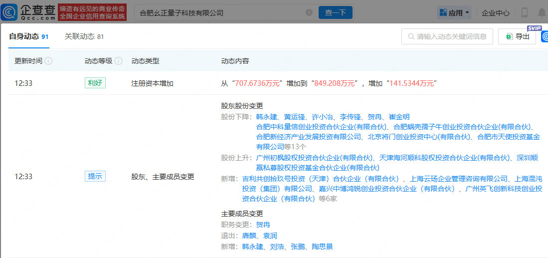 吉利、蚂蚁集团入股幺正量子，后者为量子计算公司