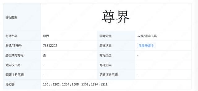 最近，华为申请了“尊界”和“擎界”商标，分类都是运输工具。这意味着，在“问界”、