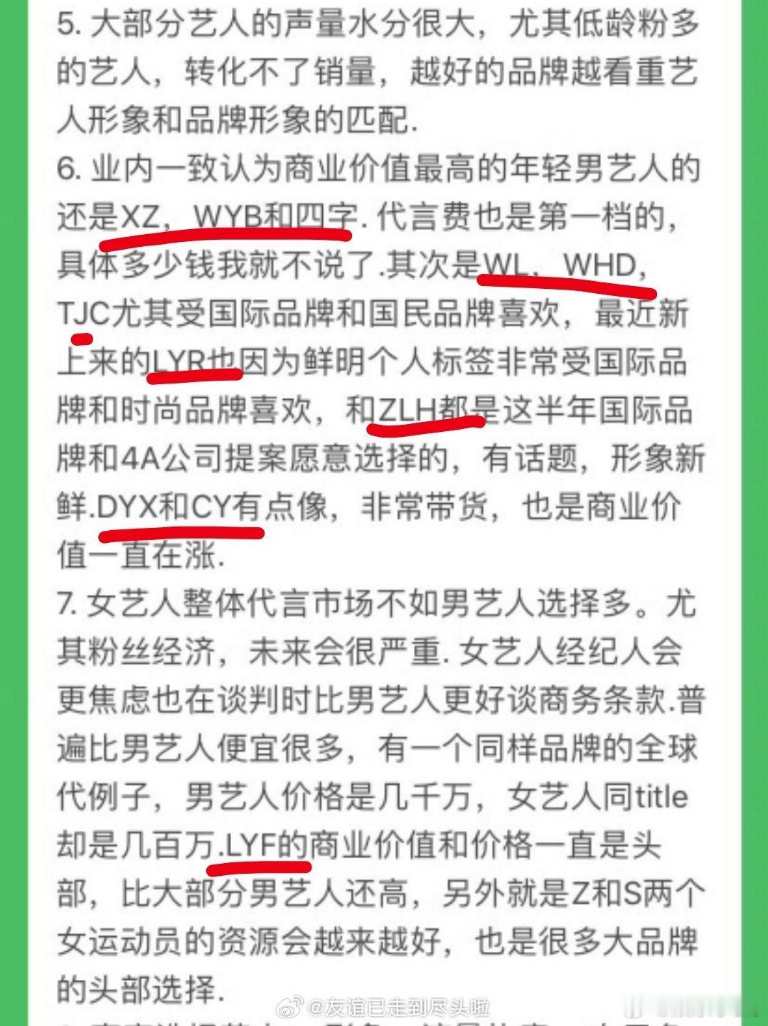 db的品牌甲方爆料关于艺人商务首先是肖战，易烊千玺，王一博是男艺人第一档，其次吴