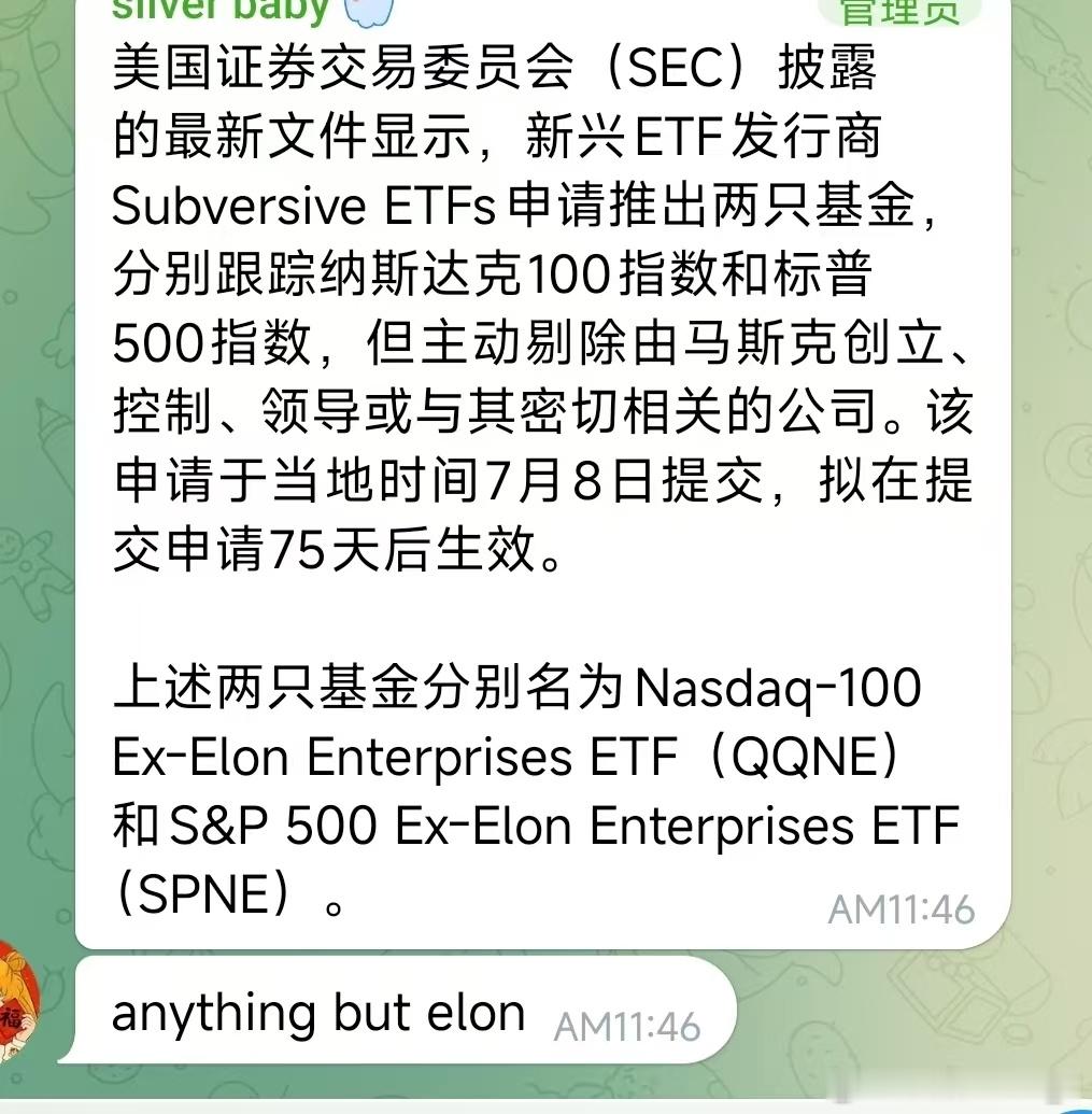 马斯克又被嫉妒了 纳斯达克100 ANYTHING  BuT  ElON 