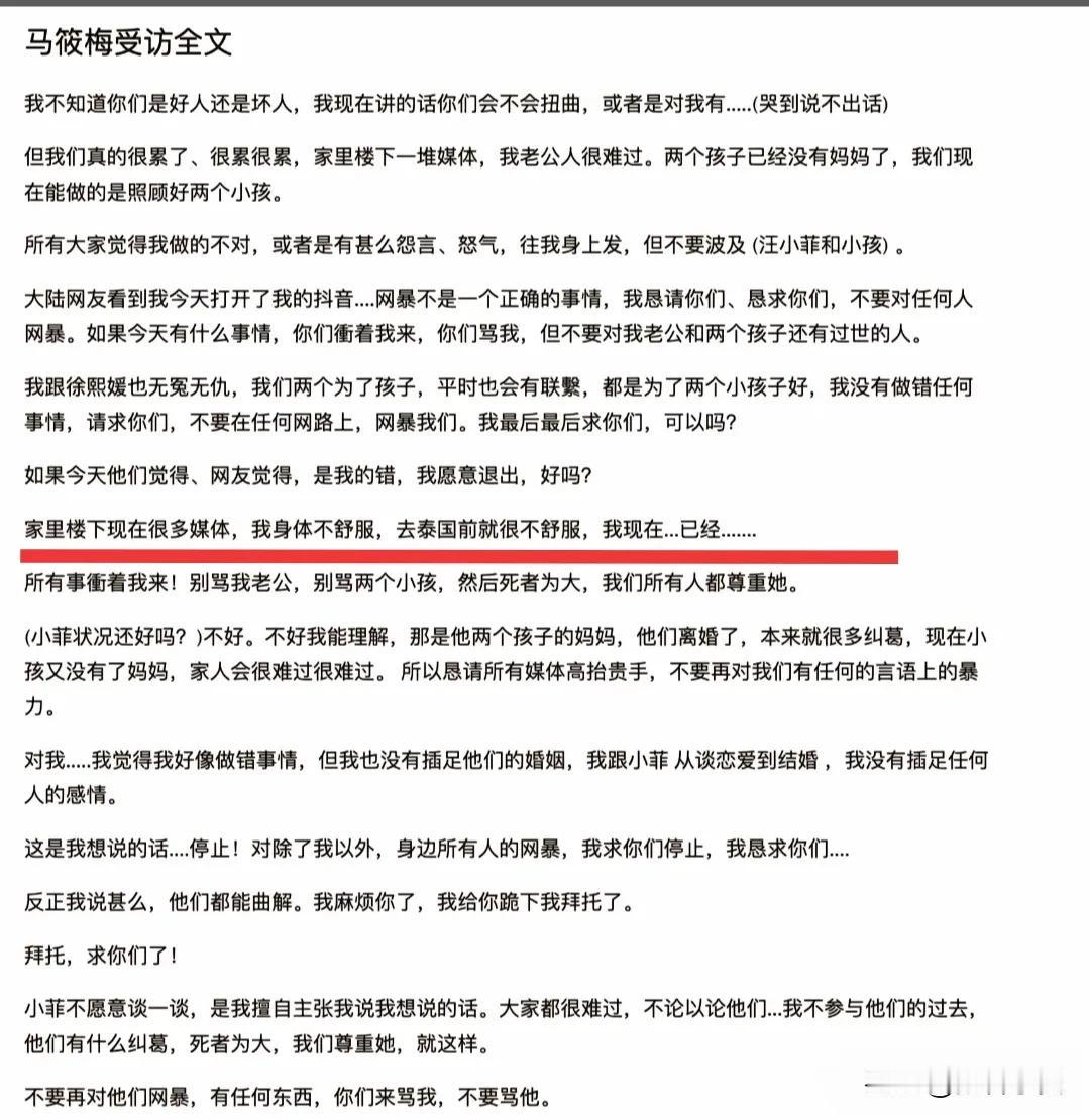 汪总现任妻子小梅发声：所有的事冲着我来，别骂我老公，别骂两个孩子，然后死者为大我