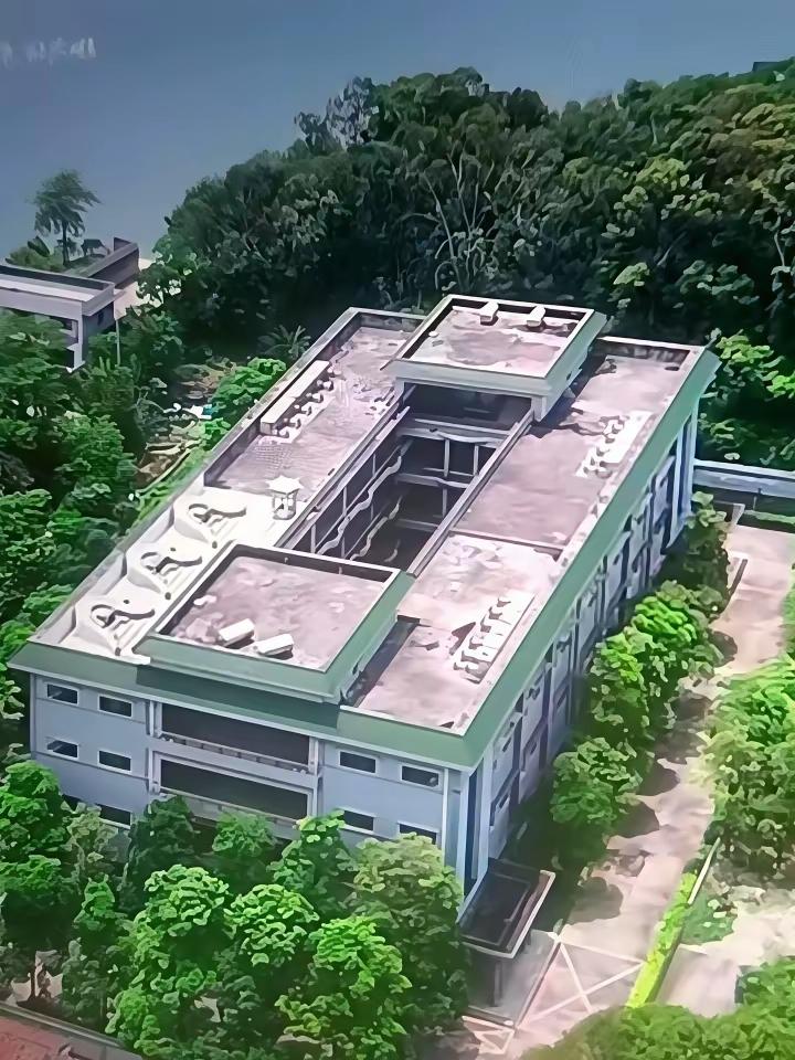 你发现这座楼的楼顶有什么不同的地方。
你看，在这座楼的左侧角，有三个相同的拱形建