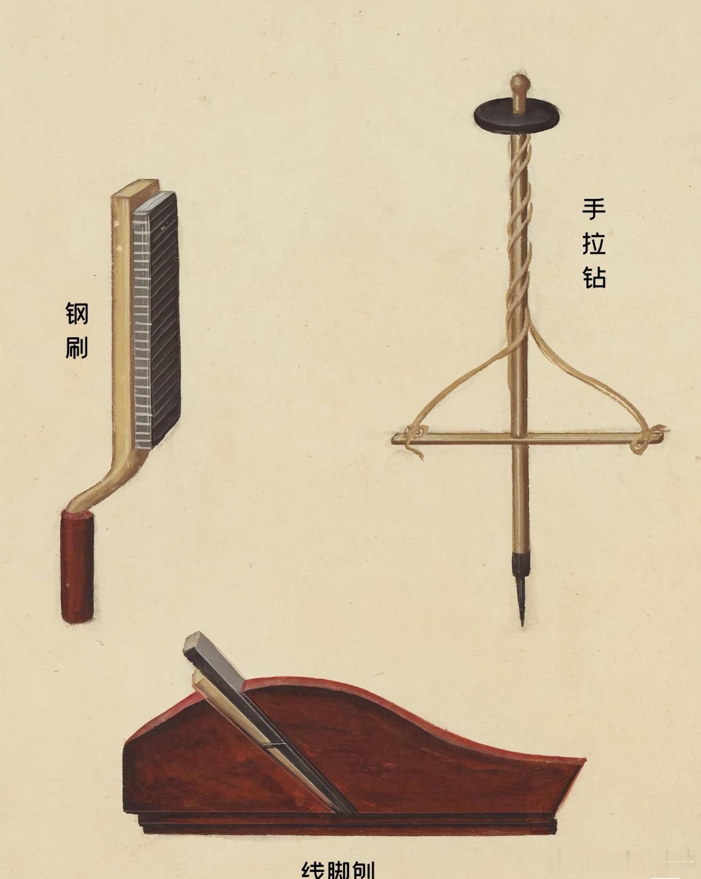 看第七张，线脚刨，明代开始有了木工工具，家具可以更精细 ​​​