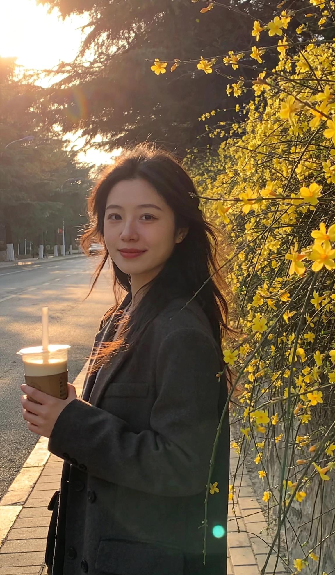 三月春风起，马年的温柔也如约而至🌸
 
早起喝一杯热豆浆，路边的迎春花悄悄绽放