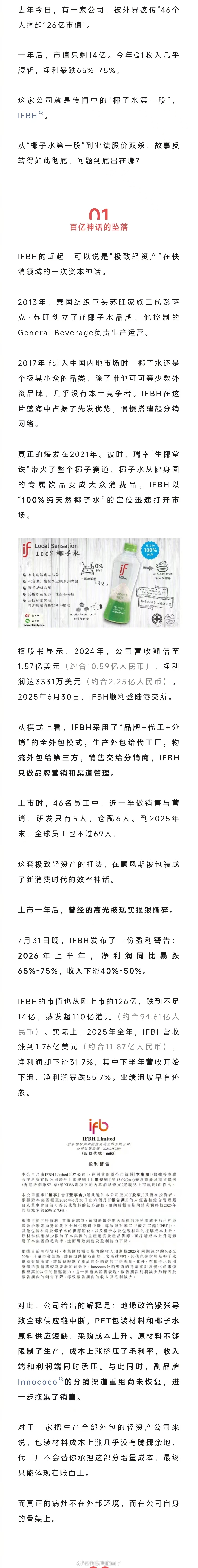 110亿没了！网红椰子水，栽了个大跟头 