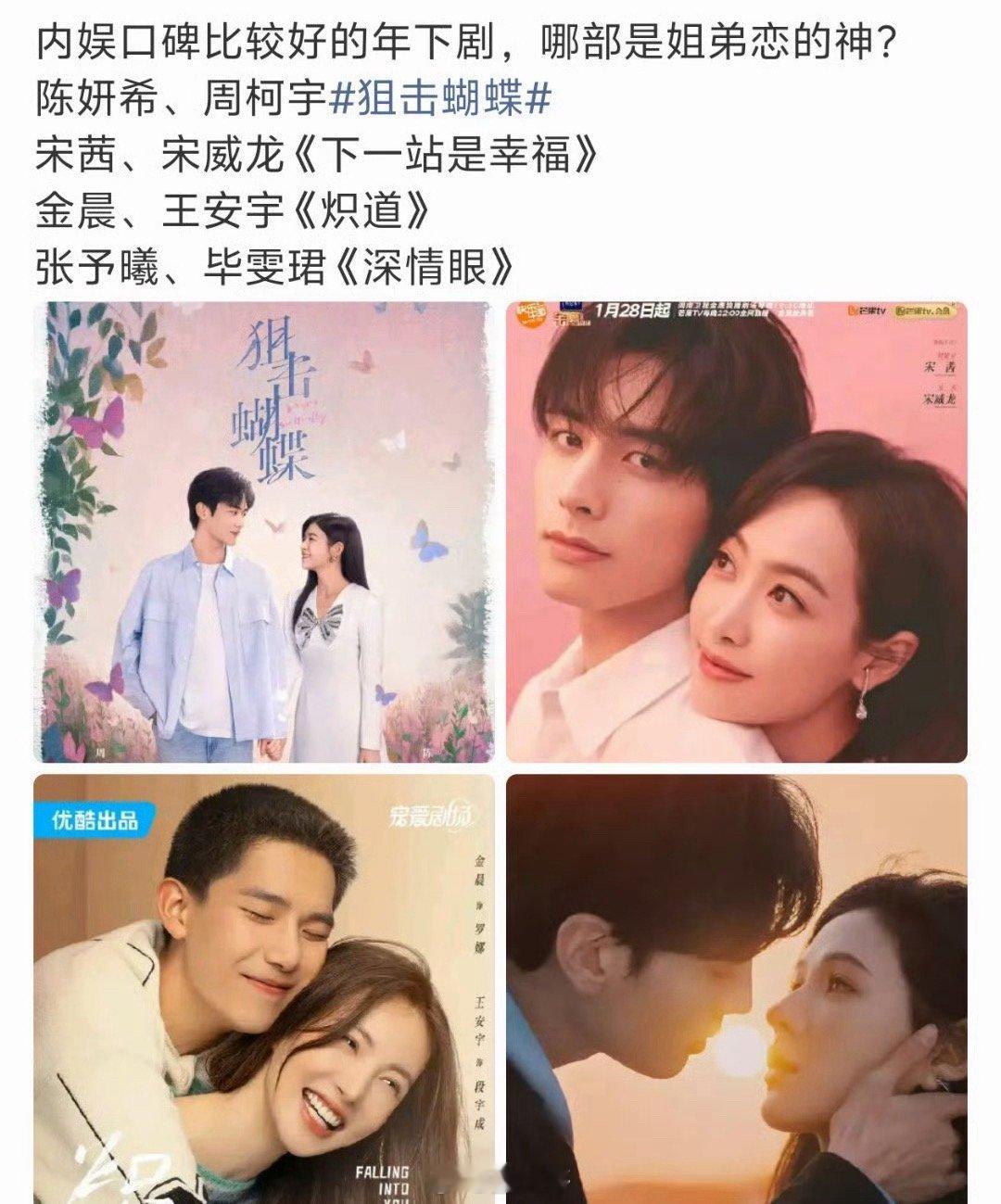 内娱姐弟恋的神天惹，果真是颜粉的福利啊！没想到内娱居然有这么多姐弟恋题材的戏，陈