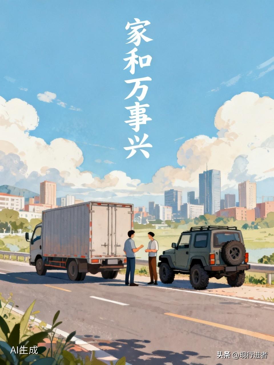 沈阳街头突发一幕令人动容：6月9日下午，货车司机与越野车司机剑拔弩张之际，货车司