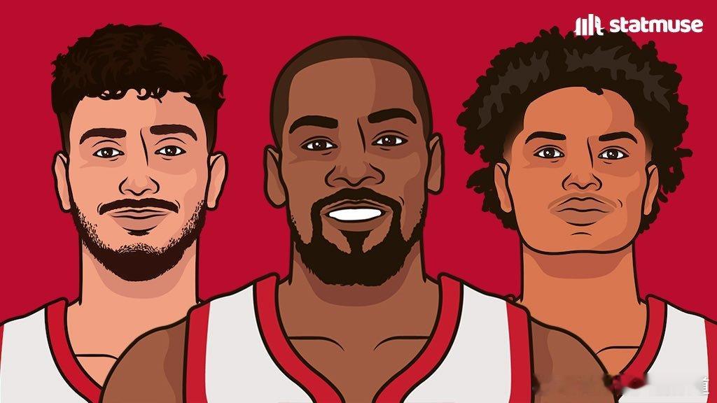 今天的三巨头阿门27分5篮板4助攻1抢断1盖帽申京26分11篮板6助攻1抢断阿杜