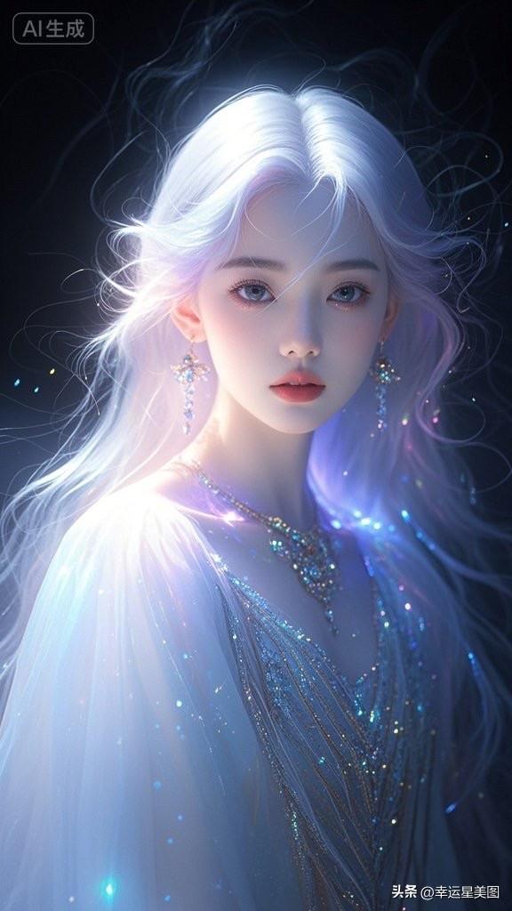 梦幻光影下的少女，温柔如水，宛如画中仙。