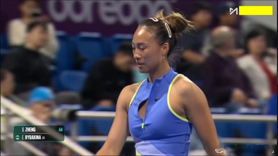 终于破发了，钦文加油⛽，晚安💤。郑钦文vs莱巴金娜wta1000