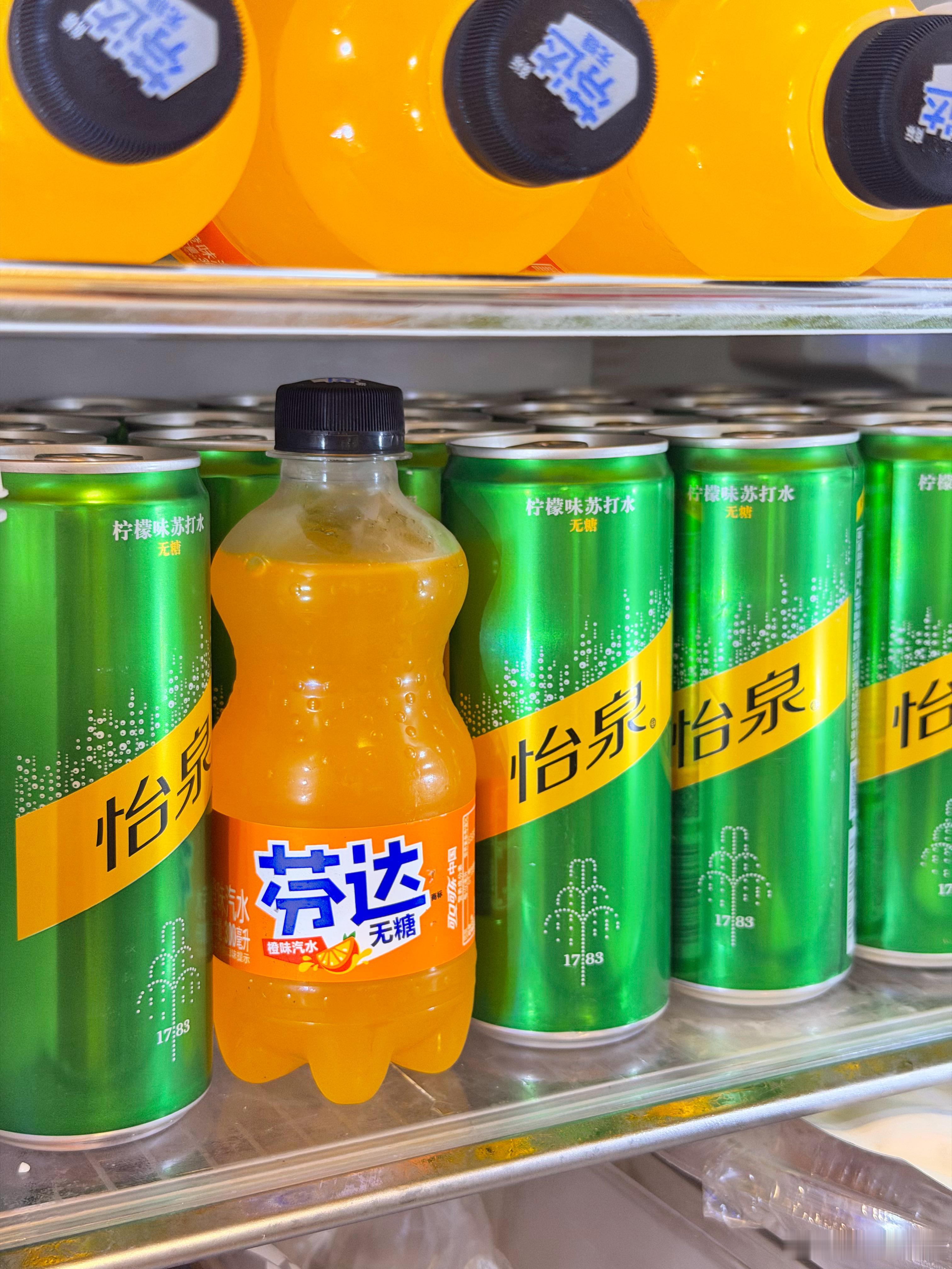 最夯夏天饮料无糖芬达级和怡泉苏打水，330ml 不容易剩下一个白天喝一个晚上喝，