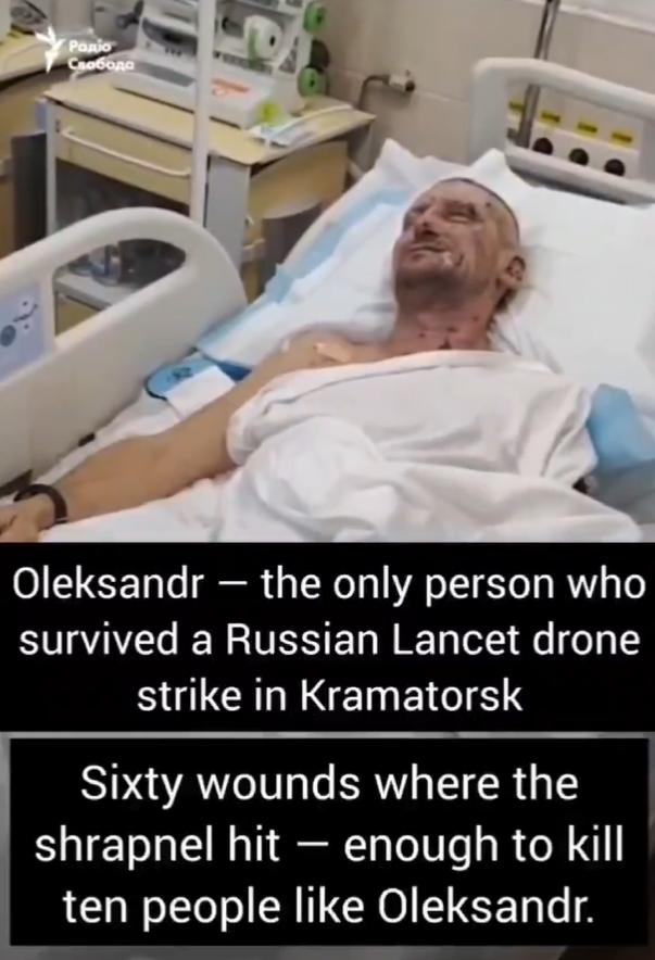 47岁的自由电视台特约记者奥列克桑德·科利切夫在俄罗斯“柳叶刀”无人机袭击后被紧