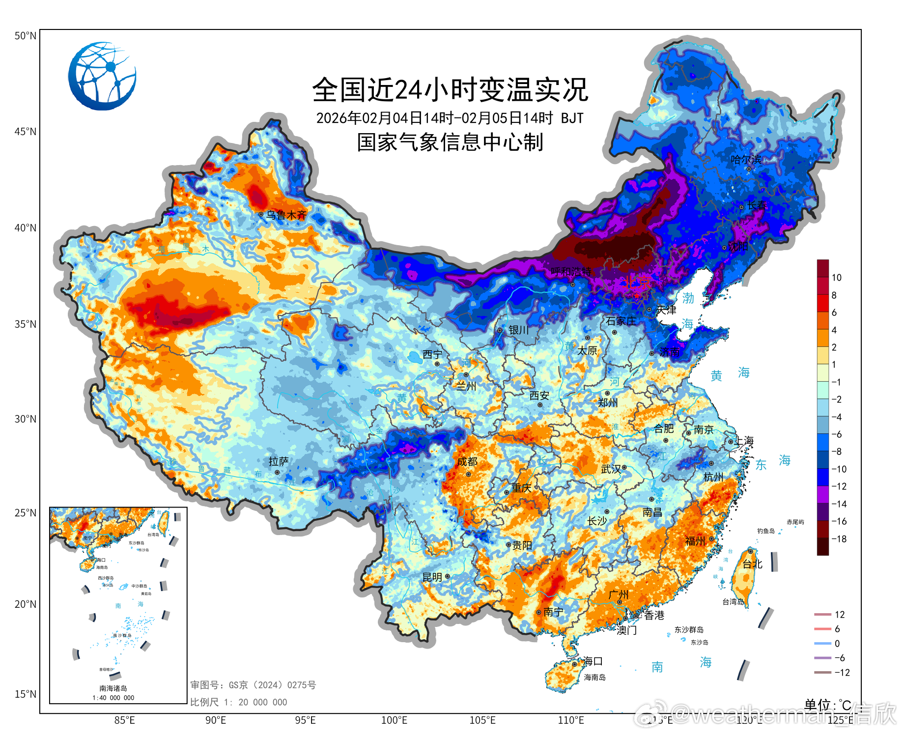 【冷暖反差大】今天因为强冷空气影响，内蒙古中部和河北北部出现了15℃以上的剧烈降