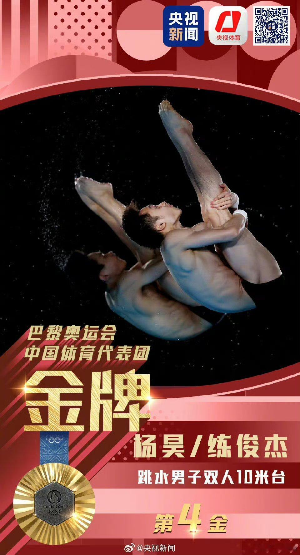 赞！#中国队男双10米台金牌#、#盛李豪又夺一金#，加油！ ​​​[打call]